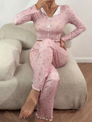Frieda – Pyjama Satz mit Blumenmuster Langarm Oberteil und Hosen