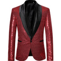 Eike - Schlanke Passform Reverskragen Pailletten Blazer mit langen Ärmeln und Taschen