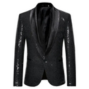Eike - Schlanke Passform Reverskragen Pailletten Blazer mit langen Ärmeln und Taschen