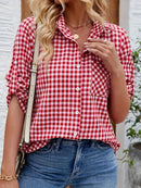 Greta - Lässiges Langarmshirt mit Umlegekragen und Knöpfen