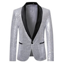 Eike - Schlanke Passform Reverskragen Pailletten Blazer mit langen Ärmeln und Taschen