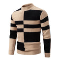 Leon - Langärmelig Rundhalsausschnitt Block Muster Strickpullover