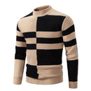 Leon - Langärmelig Rundhalsausschnitt Block Muster Strickpullover
