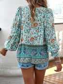 Luisa - Lässiges bedrucktes Langarmshirt mit V Ausschnitt für einen modischen Look