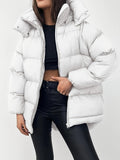 Emilia - Langärmelige Reißverschluss Kapuze Pufferjacke