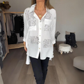 Lila – Lässige Bluse mit Knöpfen und Dreiviertelärmeln