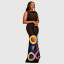 Lena – Lässiges bodenlanges Kleid mit Kreismuster und ärmellos