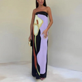 Juliana – Modisches ärmelloses Schulterfrei Longkleid mit Druckdesign