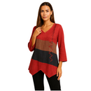 Ruba – Dreifarbige Bluse mit lockerer Passform und geteiltem Schnitt