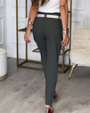 Elena – Elegante drapierte Hose mit verstellbarem Schnallengürtel