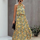 Hannah - Stylisches Maxikleid mit Blumenmuster und verstellbarem Neckholder