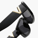 Isalie – Luxuriöse ovale Sonnenbrille mit goldenem V Akzent und schmalem Rahmen