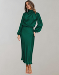 Mila - Lässig Satin Ärmel Lose Langes Kleid