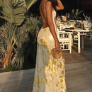 Bianca – Stilvolles rückenfreies Spaghettiträgerkleid mit Blumenmuster
