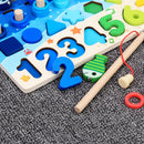 MontiMaze – Montessori Puzzlebrett mit Formen Zahlen und Angelspiel