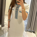 Jasmin - Lässiges Midikleid mit Knopfleiste vorne und kurzen Ärmeln