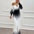 Malina – Stylisches Schulterfrei Langarmkleid mit Seitenschlitz