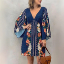 Lina – Lässiges bedrucktes Minikleid mit V Ausschnitt und langen Ärmeln