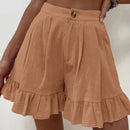 Amelina – Locker geschnittene Kurze Hosen mit hoher Taille und Falten und Taschen