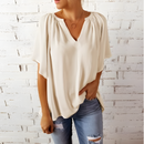 Yliana - Elegante Bluse mit V Ausschnitt und kurzen Ärmeln