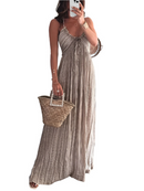 Marie – Elegantes plissiertes langes Kleid mit hoher Taille und lockerer Passform