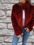 Emma - Langärmelig Kunstpelz Jacke Mit Reißverschluß