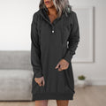 Lara - Bequemes Kapuzenkleid mit langen Ärmeln und Knöpfen