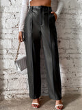 Emma - Bequeme Hohe Taille Hose mit geradem Bein und Taschen