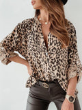 Sophie - Stylische Bluse mit Leopardenmuster lockerer Passform und Knopfleiste