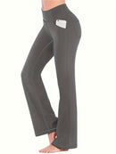 Anke – Schmal geschnittene Hose mit hoher Taille und weitem Bein und Taschen