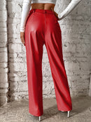 Emma - Bequeme Hohe Taille Hose mit geradem Bein und Taschen