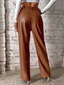 Emma - Bequeme Hohe Taille Hose mit geradem Bein und Taschen