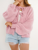 Fiorina - Elegante offene Strickjacke mit Schleifenmuster und langen Ärmeln