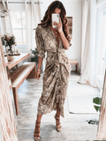 Heike - Lässiges Langarmkleid mit Knopfleiste vorne und Gürtel Taille