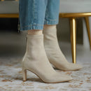 Leni - Lässige spitze Stiefel mit hohem Absatz und Reissverschluss