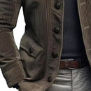 Bastian - Langärmelig Standkragen Kord Blazer Mit Taschen