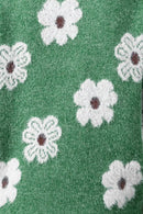 Gisela - Langärmelig Blümchenmuster Halb Reißverschluss Pullover