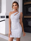 VaIna – Elegantes Eine Schulter Cocktailkleid mit ärmellosem Design