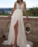 Jonna - Modisches ärmelloses langes Kleid mit Blumenmuster und Seitenschlitz
