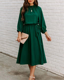 Aria - Bequemes Rundhalsausschnitt Midikleid