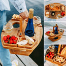 TrekTable - Tragbarer Weintisch mit Glasfächern und Snack Fächern