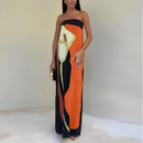 Juliana – Modisches ärmelloses Schulterfrei Longkleid mit Druckdesign