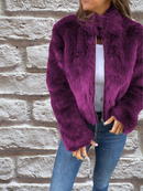 Emma - Langärmelig Kunstpelz Jacke Mit Reißverschluß