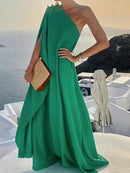 Amara - Elegantes Maxikleid mit  Ein-Schulter und zartem Schulterdetail