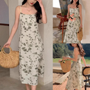 Laura – Langes ärmelloses Kleid mit Spaghettiträgern und Blumenmuster