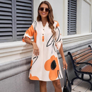 Hanna – Bedrucktes Midikleid mit langen Ärmeln und Knopfdetails