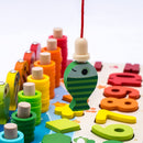 MontiMaze – Montessori Puzzlebrett mit Formen Zahlen und Angelspiel
