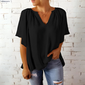 Yliana - Elegante Bluse mit V Ausschnitt und kurzen Ärmeln