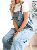 Freya - Ärmellos Weites Bein Lose Denim Overall