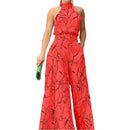 Eleni – Einzigartiger bedruckter Overall mit weitem Bein und Taschen